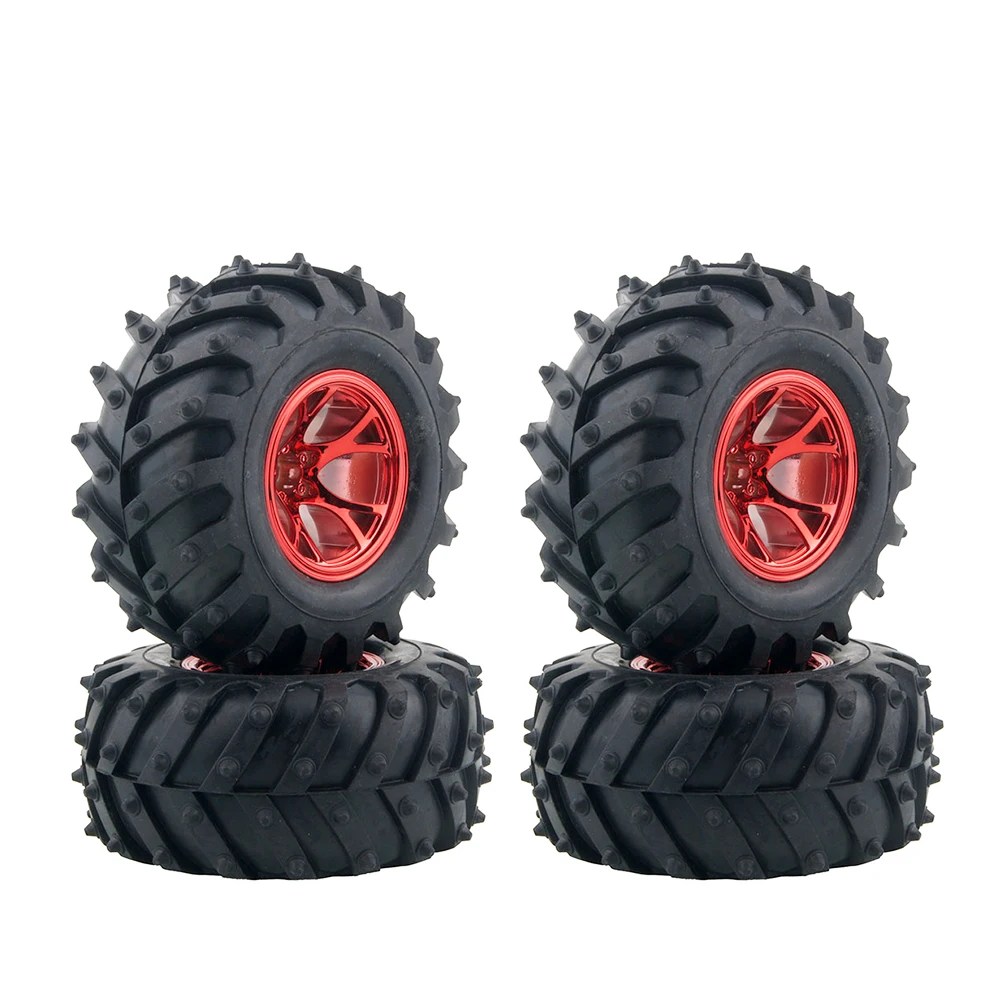 4PCS RC Monster Truck Wheel Rim Tires Kit for 1:10 Traxxas Tamiya HSP HPI Kyosho RC Trucks Car Rubber Tyre Parts