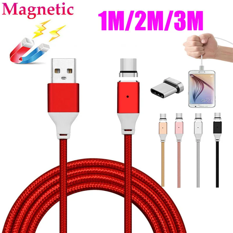 

1/2/3M LED Magnetic Type-C USB Data Sync Fast Charger Adapter Cable For Oneplus 5 3 For Samsung S8 S8 Plus For Samsung Note 8