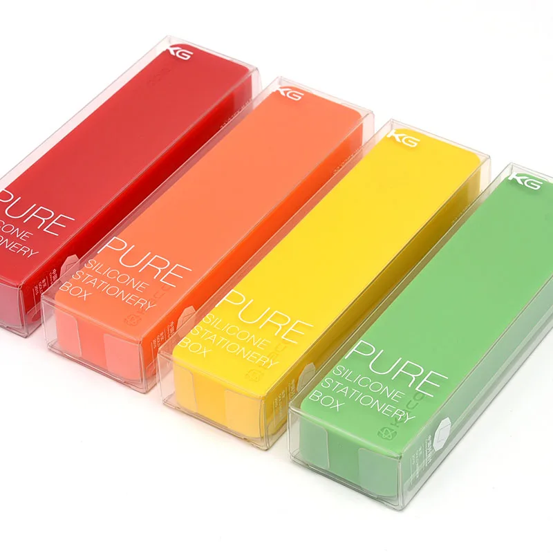 KACO Pure& Silicone Stationery Box Set(Pencil Case+1 Black Gel Pen) Storage Box Anti-static Protect Pencils
