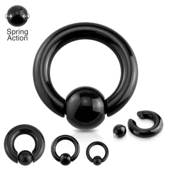 

HENGKE Spring Loaded Captive Bead Rings Heavy Large Gauge BCR Surgical Steel Body Piercing Nipple Rings Black Gold Titanium 5mm