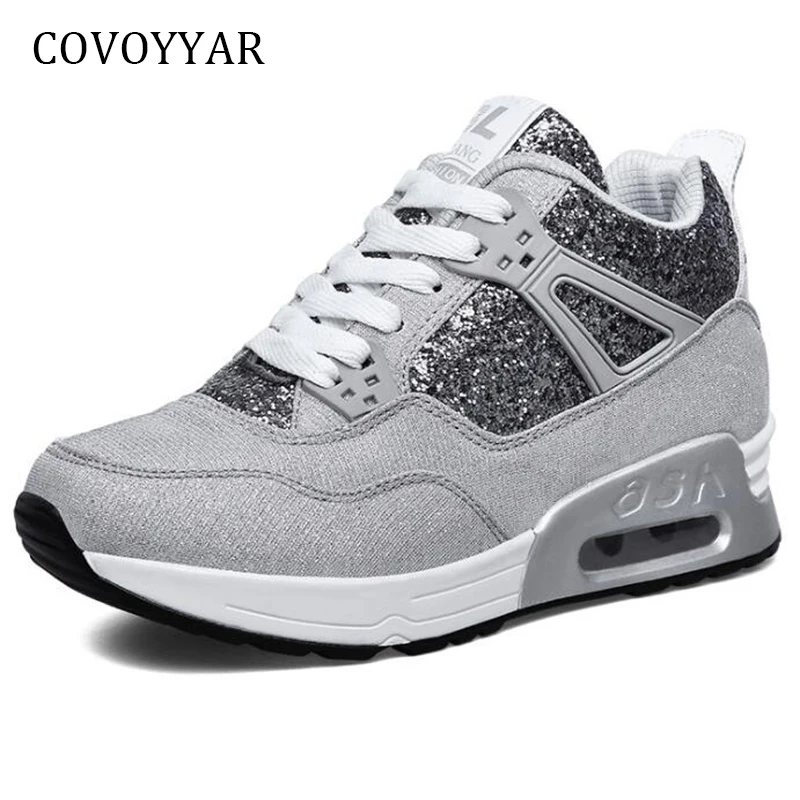 

COVOYYAR 2018 Fashion Bling Casual Shoes Glitter Hidden Wedges Women Sneakers Comfort Cushioned Sole Walking Shoes Women WSN698