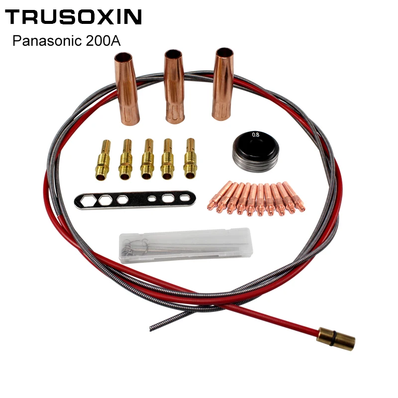 

23pcs Panasonic 200A MIG Torch/Gun Electrode and Shield Cups and Link Rod Tips Wire Feeder Wheel Wire Feed Tube Needle
