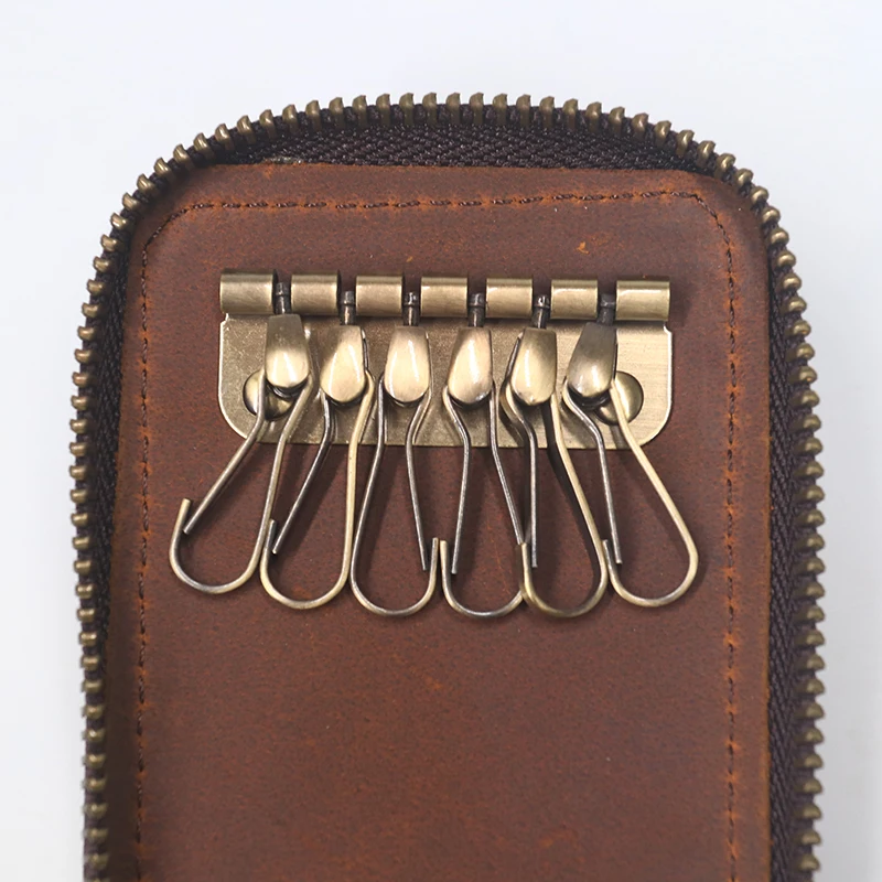 Мужской кошелек для ключей из натуральной кожи SIMLINE в винтажном стиле Crazy Horse на молнии, чехол для ключей от машины, чехол для ключей, органайзер для ключей