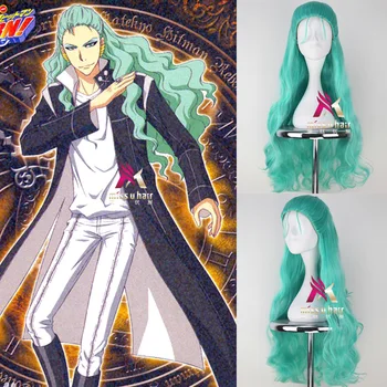 

Japanese Anime HITMAN REBORN mens Kikyo cosplay wig role play Kikyo green wavy long hair wig costumes