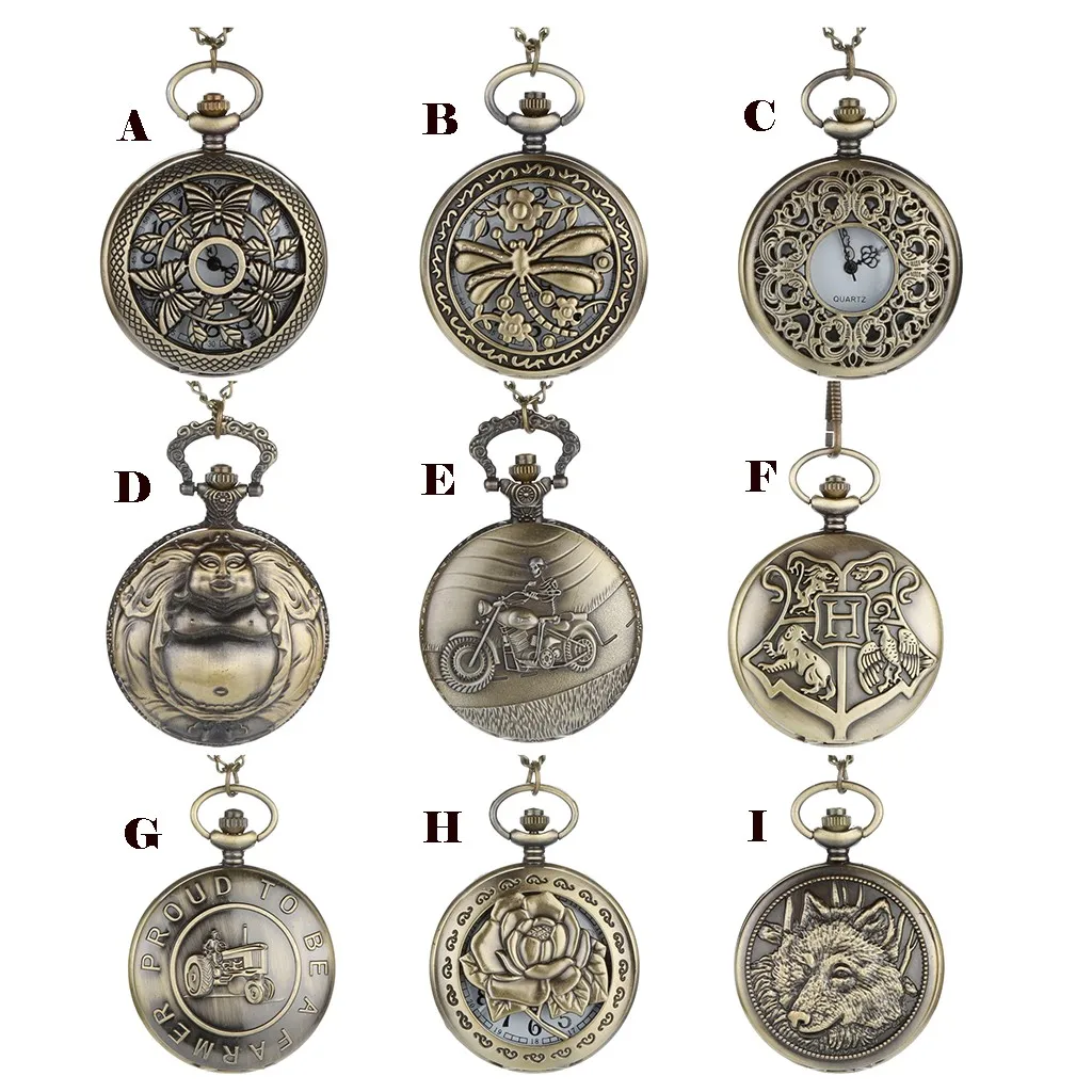 

2019 Fashion Personalized Pattern Steampunk Vintage Quartz Roman Numerals Pocket Watch Montre Relogio Watches Men Reloj Hour