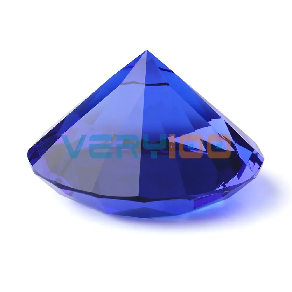 

High Quality Large 60mm Blue K9 Crystal Diamond Shape Paperweight Facet Glass Jewel Wedding Gifts