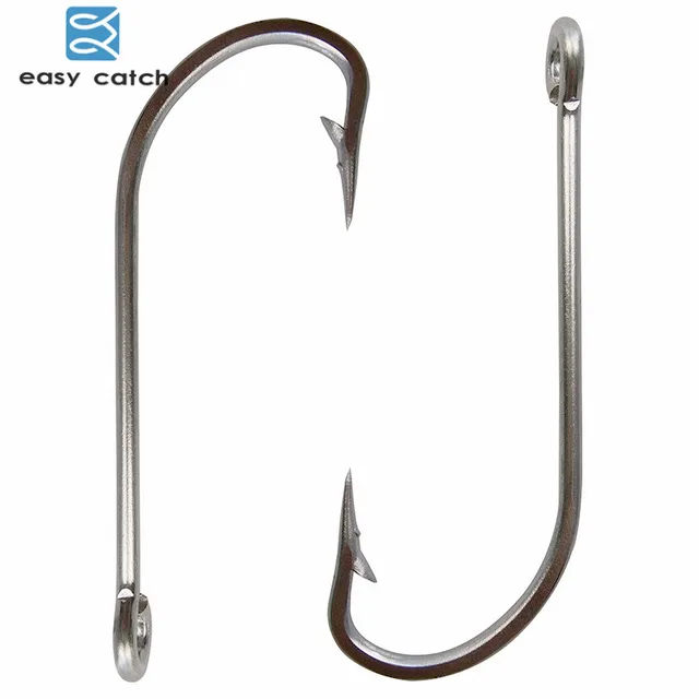 Easy Catch 100pcs 34007 Stainless Steel White Big Extra Long Shank Fishing Hooks Size 1/0 2/0 3/0 4/0 5/0 6/0 7/0 8/0 9/0 10/0