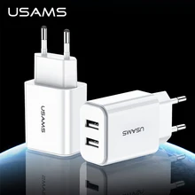 USAMS USB зарядное устройство 2.1A Универсальный телефон Быстрая зарядка дорожный адаптер для iPhone X 8 6 двойное настенное зарядное устройство для samsung Xiaomi