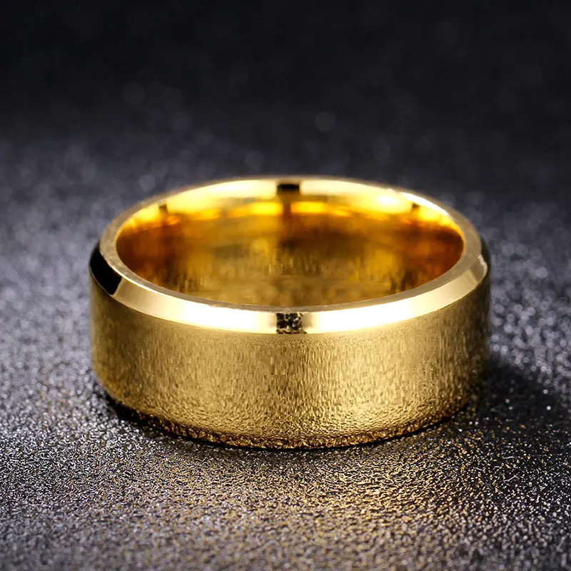 8mm Bright Polish Gold Color Titanium Ring for Men titanium steel rings,metal rings,gold rings,finger rings