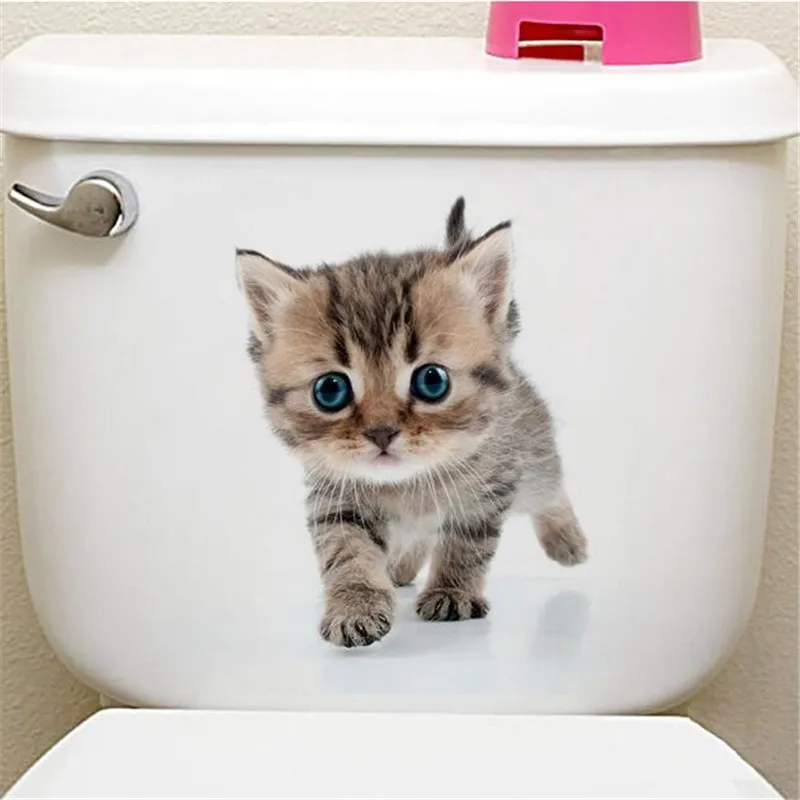 1 шт. милый 3D котенок Туалет Наклейка кошка на стену кухня холодильник наклейка s для гостиной спальня домашний декор - Цвет: Кофе