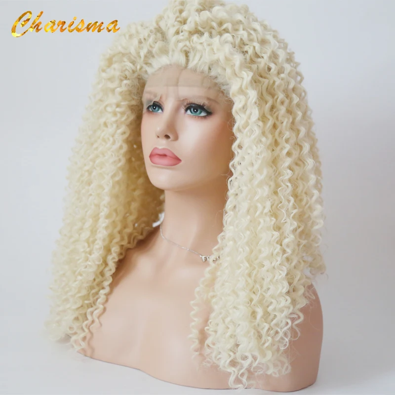 Кудрявый вьющиеся 613 парик блондинки синтетических бесклеевой Синтетические волосы на кружеве парики с детскими волосами природные Длинные Синтетические волосы передний парик шнурка