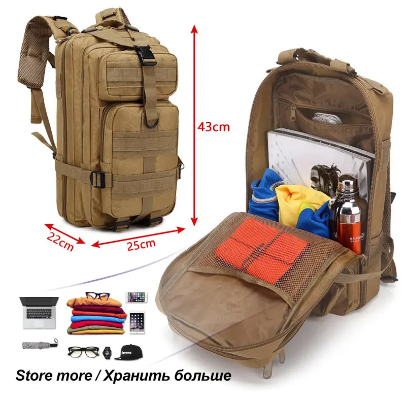 Small 3D Outdoor Military Tactical Backpack Army Waterproof Bug Out Bag Kid Hiking Camping Mochila