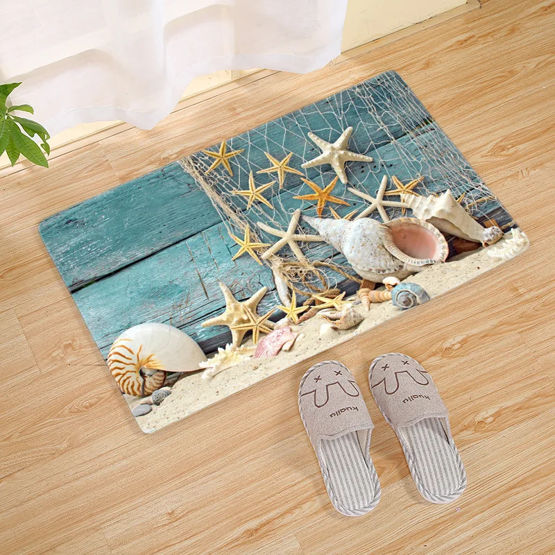 

3D Printed Ocean Doormat Flannel Anti-Slip Carpet Soft Bathroom Floor Mat Rectangular Washable Rug Tapete Livingroom Home Decor