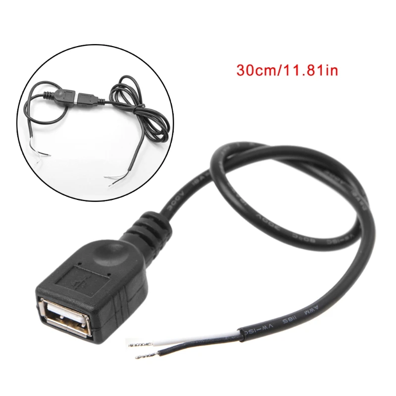 

1Pc USB 2.0 Female Jack 2 Pin 2 Wire Power Charge Cable Cord Connector DIY 30cm - L059 New hot