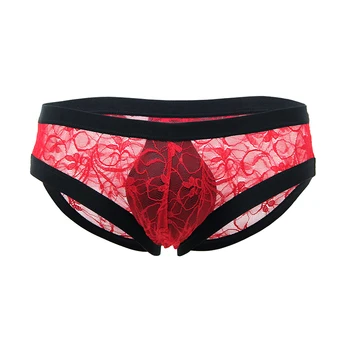 

Sexy Men Underwear Lace Floral Low Waist Cuecas Homem Ropa Interior Hombre Hot Transparent See Though Male Lingerie MPS070
