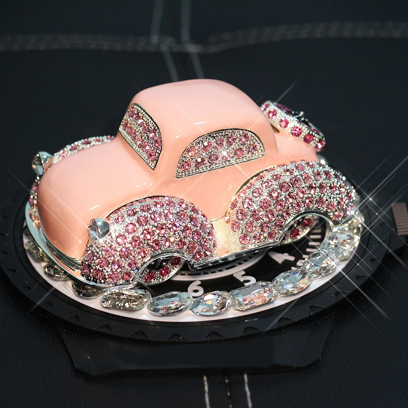 

Bling Bling Crystals Car Model Block Type Decoration Ornament Pink Lovely Perfume Container Box Great Gift for Women
