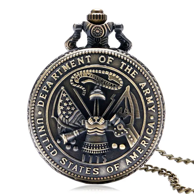 Hot Sale Bronze United States Department of The Army Theme Quartz Pocket Watch W Hot Sale Bronze United States Department of The Army Theme Quartz Pocket Watch W