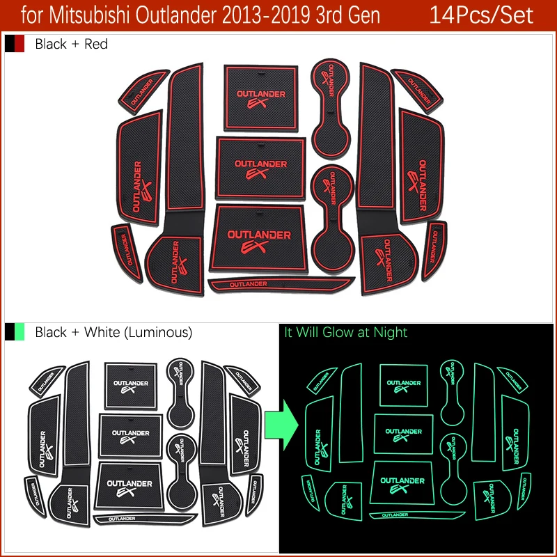 Противоскользящими резиновыми затворный слот коврик для Mitsubishi Outlander 2013 3rd Gen Мобильные аксессуары наклейки для автомобиля