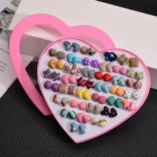 36 пар/лот красочные круглые сердца хлопок маленькая серьга Комплект сережек для женщин дети смешанный стиль геометрические серьги-кольца, модные ювелирные украшения