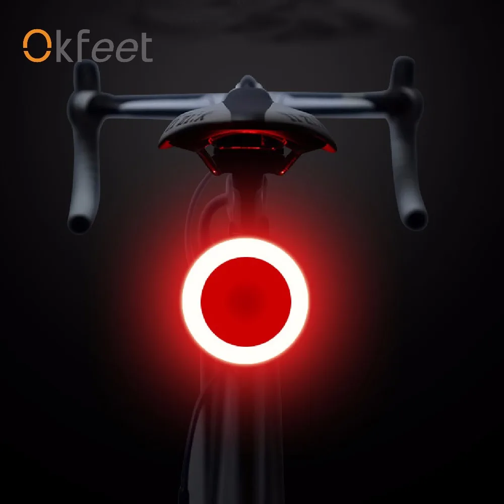 

okfeet Small Smart Tail Light USB Rechargeable Lithium Battery Constellation Bicycle Part Ebike Flickering Safety Mountain Bike
