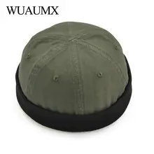 Wuaumx бренд хозяин Шапки для Для мужчин Для женщин Хлопок Skullies шапочка Hat дыни тенденция ретро карнизы фланец хип-хоп Кепки унисекс