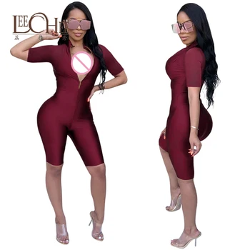 

Leechee Europe and America sexy deep V zipper front and back wear one-piece shorts nightclub erotic costumes K8642
