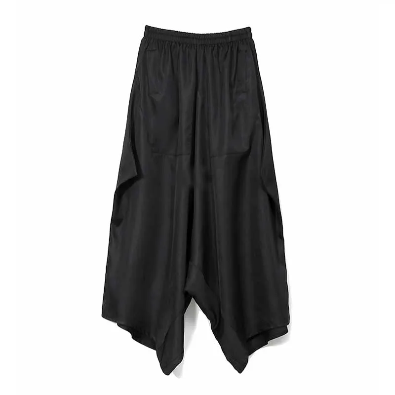 ZANZEA женские Осенние повседневные свободные широкие брюки с эластичным поясом Необычные брюки размера плюс лодыжки - Цвет: Black