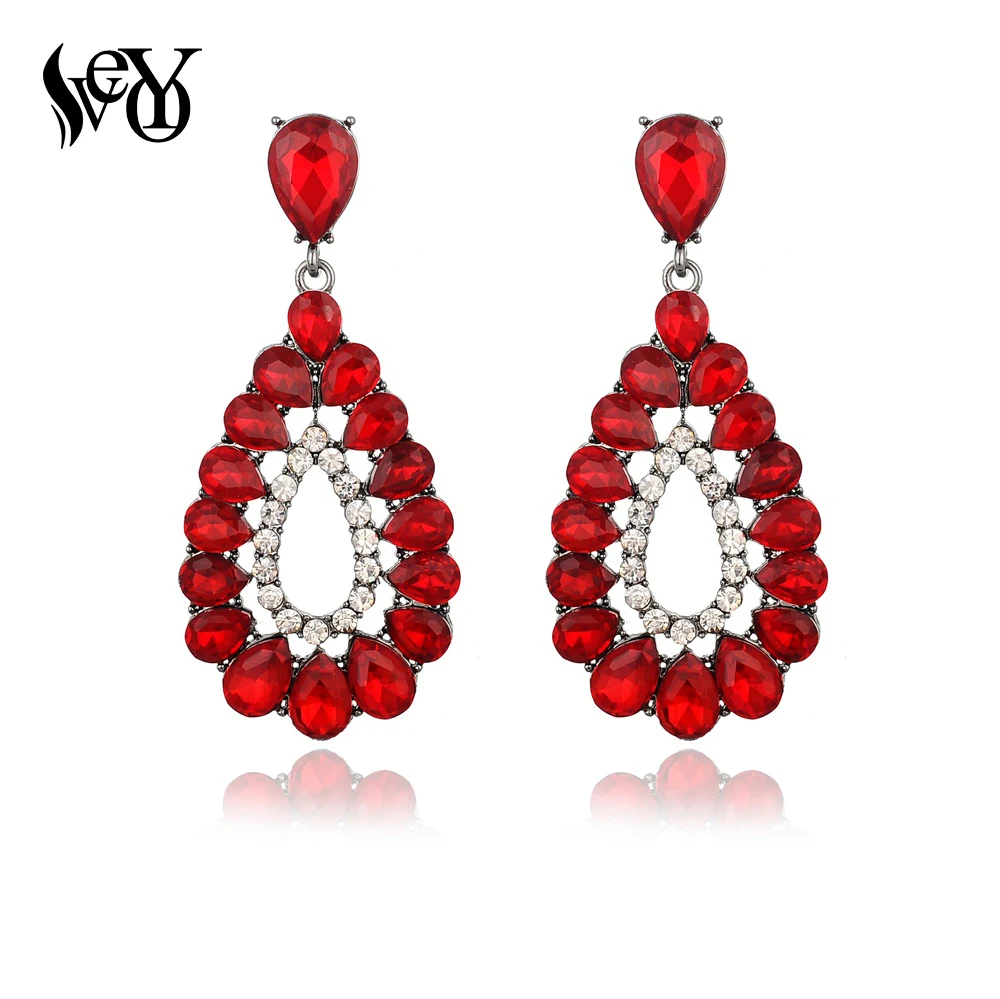 

VEYO Vintage Dangle Earrings for Women Crystal Drop Earrings Female Antique Hollow Jewelry Wholesale