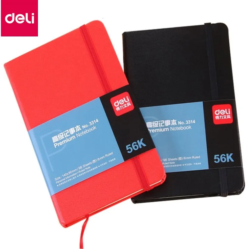 

Deli Leather 56K Mini Pocket Notebook Notepad Portable Notebook Daily Memos PU Cover Composition Book For Business Traval 3314