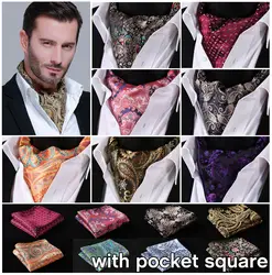Пейсли Цветочные 100% Шелковый Аскот карман квадратный шейный платок жаккард шарфы галстук с плетением вечерние галстук «Аскот» комплект