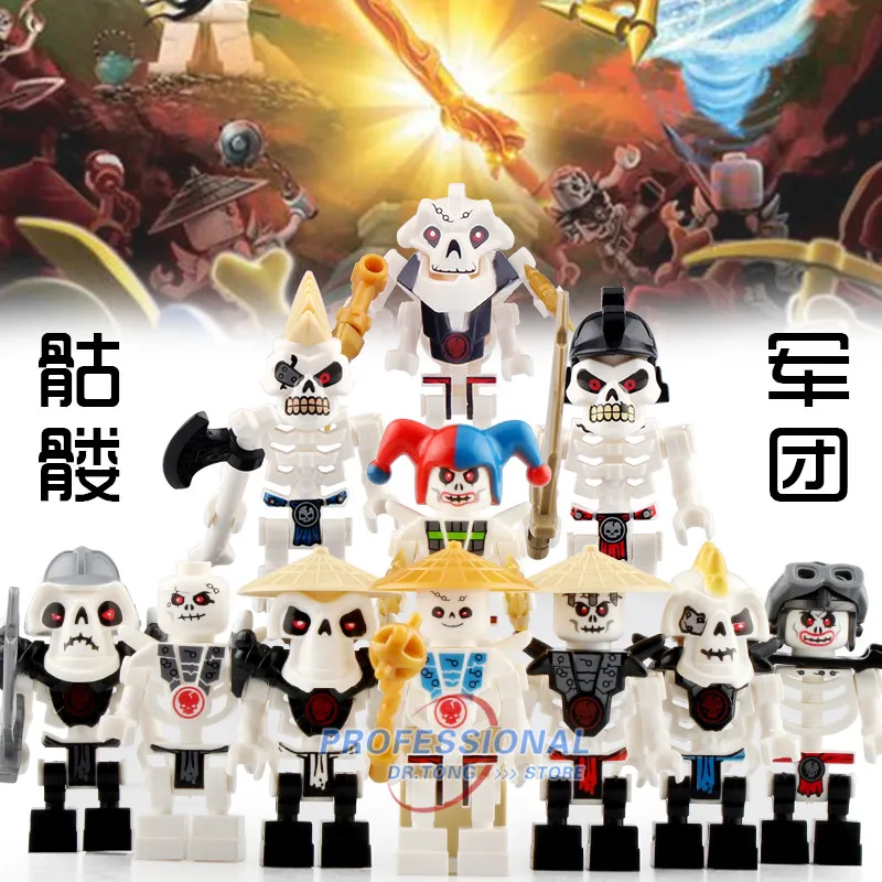 

50pcs Ninja Action Figure Skeleton Army Bone Soldier Frakjaw Garmadon Weapon Skeleton Building Blocks Toys for Children BR260