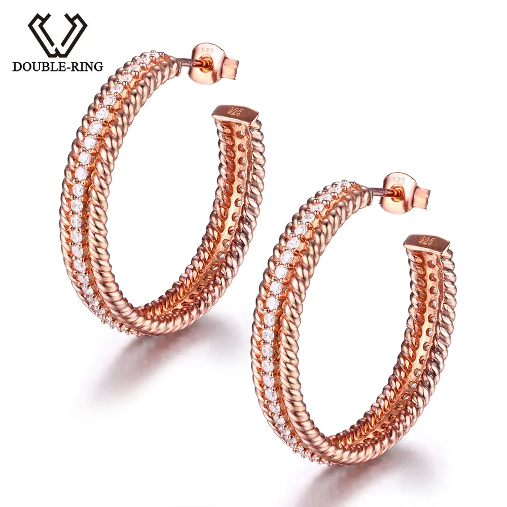 Buy DOUBLE R Earrings Classic Created white Topaz Hoop