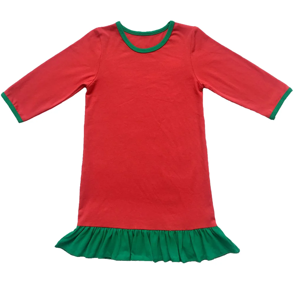 Платье с оборками для девочек; Рождественская Пижама с оленем; платье с монограммой в красную и белую полоску - Цвет: 7