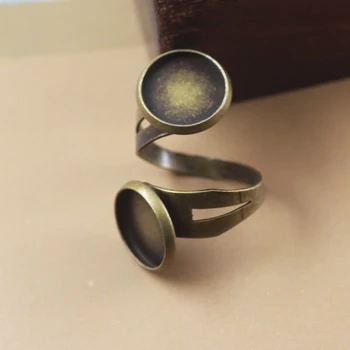 

100pcs/Lot ring blank with Cabochon 12mm Cameo Tray,Antique Bronze Ring setting,Handmade DIY Zakka jewelry Finding