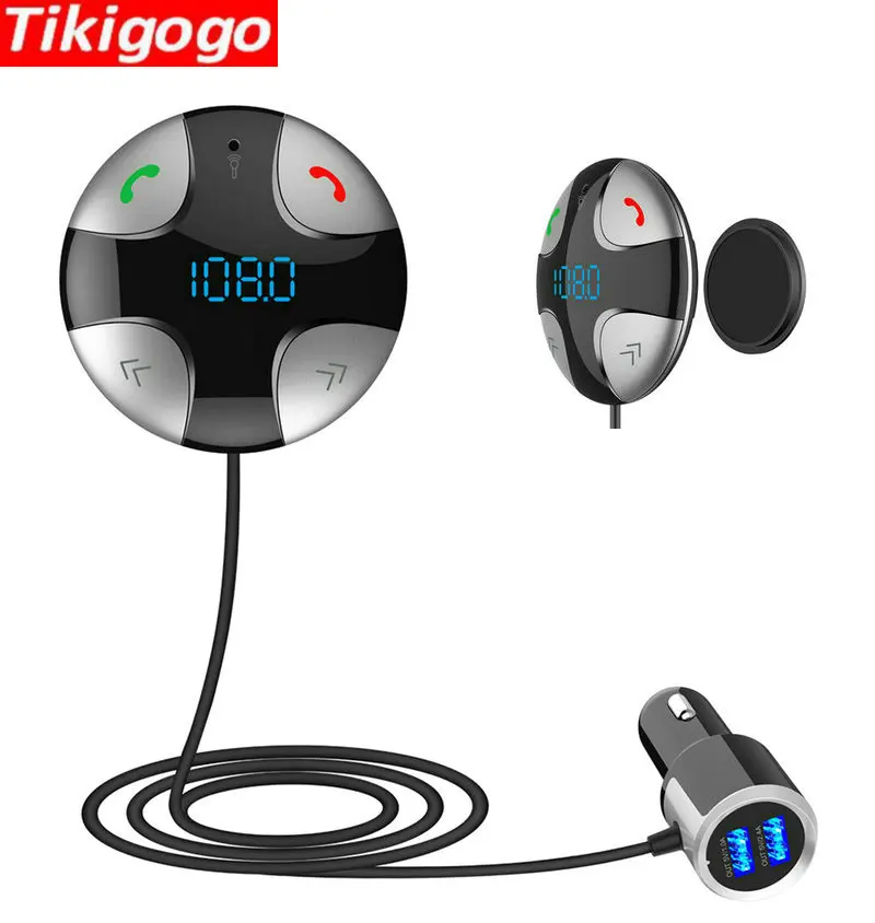 

Tikigogo 5V 1A 2A 2.4A Dual USB Smart Car Charger MP3 Player Handsfree Bluetooth Car Kit FM Transmitter Mobile Phone Charger