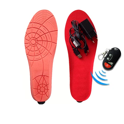 Зимние Стельки С Подогревом для женщин и мужчин, с электрическим аккумулятором, теплые, около 60 градусов, размер обуви, можно отрезать подушечки для ног из углеродного волокна - Цвет: Красный