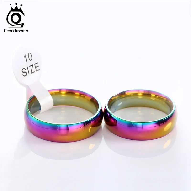 ORSA JEWELS Charming Colorful Stainless Steel Finger Rings New Romantic Engagement Wedding Promise Rings for Women Men OTR93