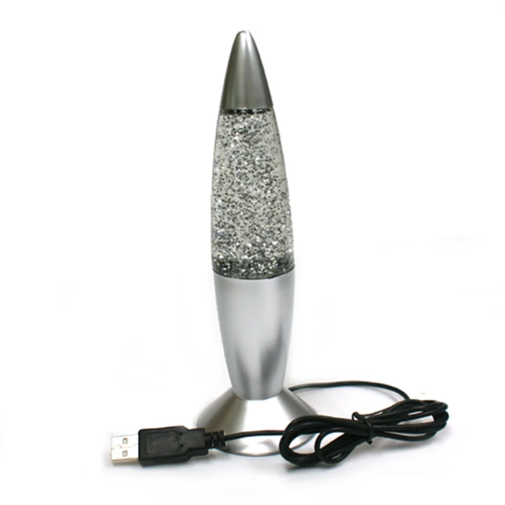 

USB Rechargeable RGB Color Changing Glitter Rocket Creative Night Light Lava Lamp for bedroom bedside home