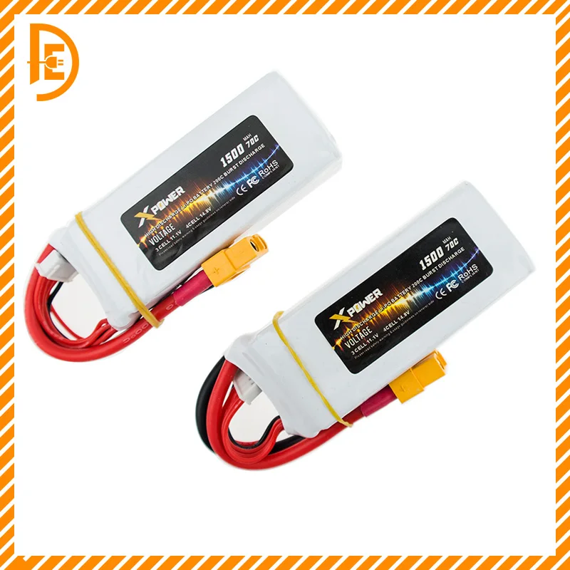

2 pcs 14.8V 1500mah Bateria Lipo 4S 75C 70C max XT60 plug Para RC Quadcopter drone peas