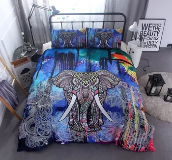 

WINLIFE Bohemian Duvet Cover Set Elephant Exotic Pattern Bedding Set