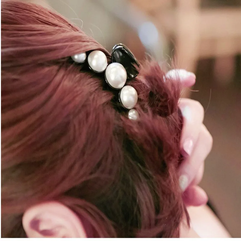 

Black Big Rhinestone Hairpins For Women Pearl Hair Clips Crab Hair Claws For Girls Barrettes Headwear Hair Pins Accessories