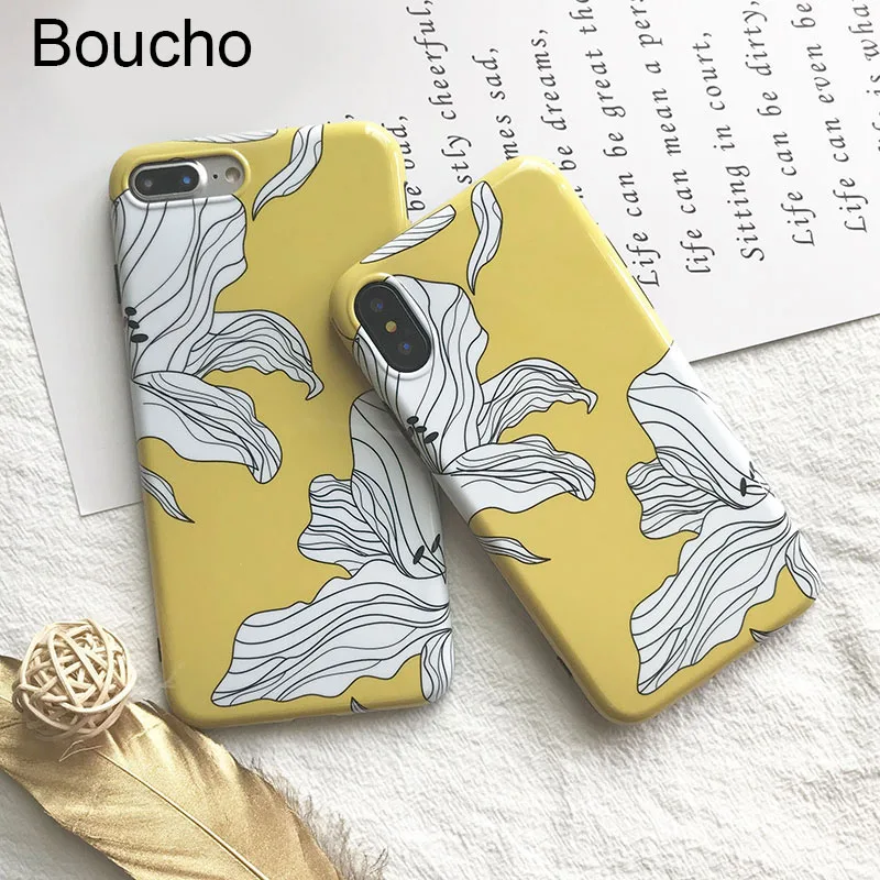 

Boucho Retro Flowers Phone Cases For iphone X XS MAX XR Case For iphone 6 6S 7 8 Plus Fashion Glossy Soft IMD Back Cover Case