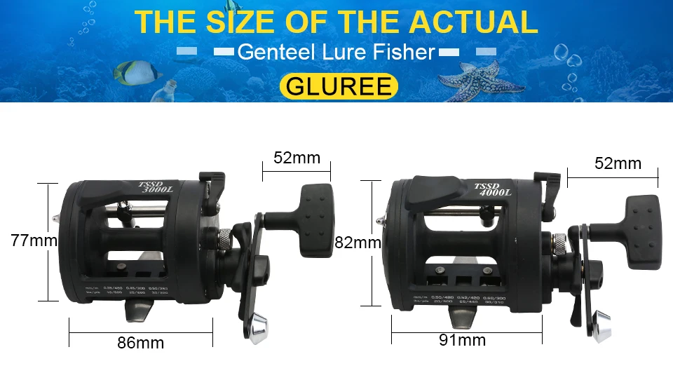 GLUREE Trolling Reel Fishing 3.81 1BB TSSD 3000 4000 Black Right Hand Casting Sea Fishing Reel Saltwater Baitcasting Reel Coil (10)