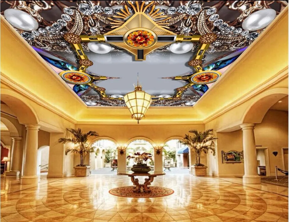 

Custom photo 3d ceiling murals wall paper Super deluxe diamond flower room decor painting 3d wall murals wallpaper for walls 3 d