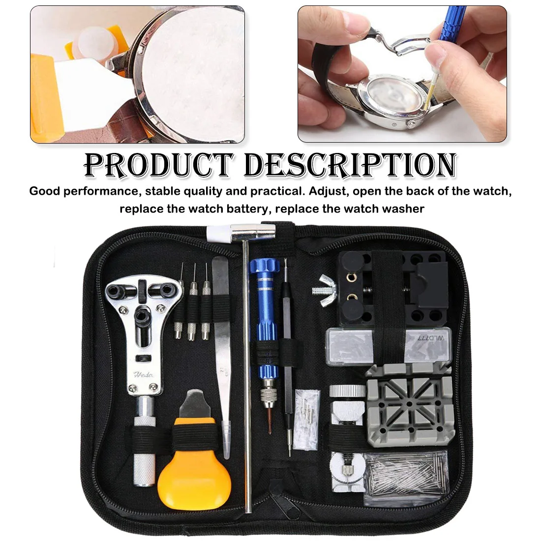 

144pcs can Back Case Opener Professional Repair Precision Multi Watch Repair Tools With Black Canvas Package Kit