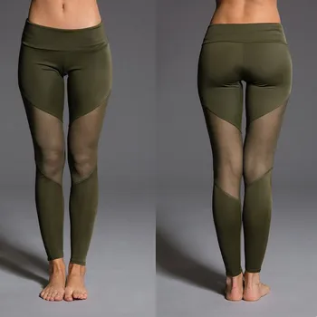 

Stylish Chic Women clothes Mesh Fitness Leggings High Waist Geometry casual Polyester Pants one pieces