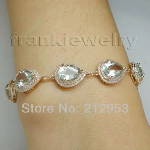 Браслет из розового золота с натуральным зеленым аметистом 7 Х9 мм|bracelet bracelet|bracelet