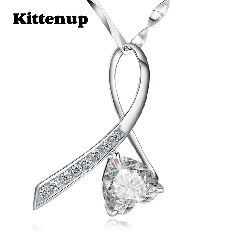 Kittenup Silver Color Water-wave Chain Forever Wild Rhinestone Pendant Necklace for women girlfriend gifts | Украшения и