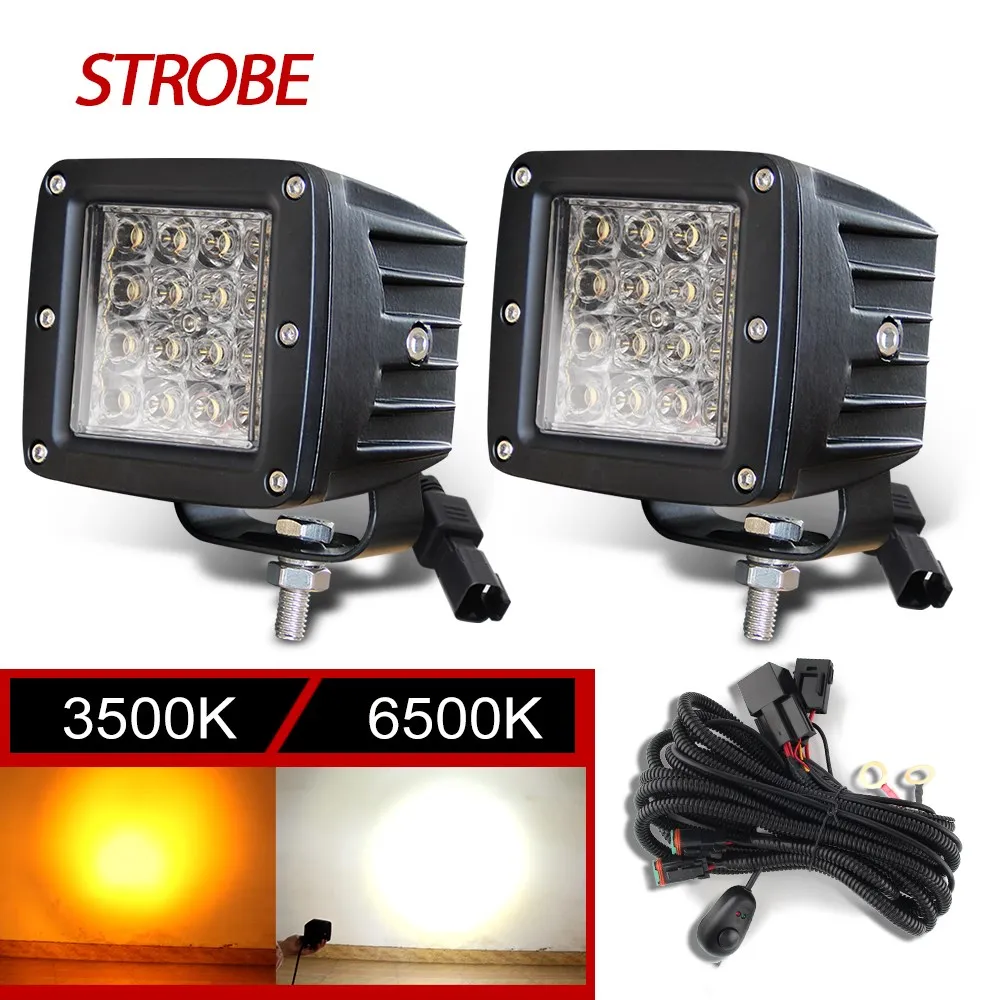 Со светом 3 &quotМашинка для стрижки 48 Вт светодиодный рабочий свет 12V 12D 3500K 6500K Strobe