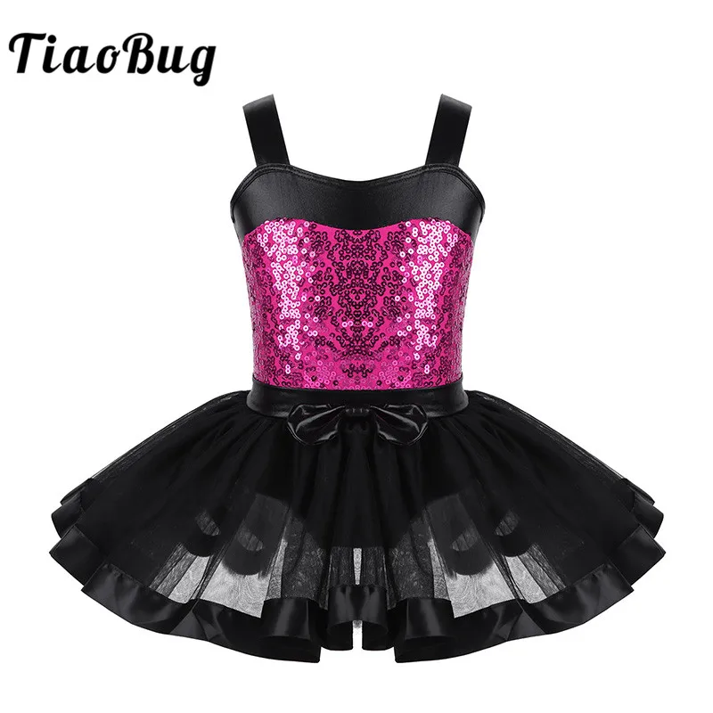 

TiaoBug Children Girls Sleeveless Sequined Ballet Tutu Dress Gymnastics Leotard Dress Stage Ballerina Costume Kids Dance Wear